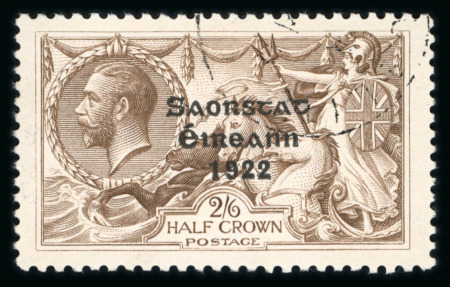 Stamp of Ireland » 1927-28 Wide Date Overprints (T72-T74) 2s6d chocolate, used single, with perfect "R" in Crwon,