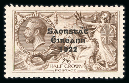 Stamp of Ireland » 1927-28 Wide Date Overprints (T72-T74) 2s6d chocolate, mint single, with broken "R" in Crown,