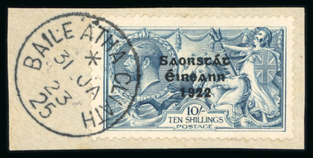Stamp of Ireland » 1922-23 Thom Three-Line Overprints (T47-T61) 10s dull grey-blue, with broken "S" in Postage, used