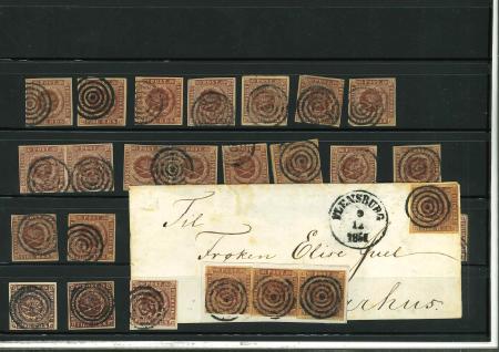 Stamp of Denmark 1851 Denmark 4 RBS accumulation of 24 stamps
