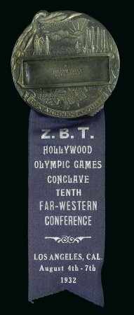 Stamp of Olympics » 1932 Los Angeles 1932 "Z.B.T. Hollywood Olympic Games Conclave Tenth Far-Western Conference" medal