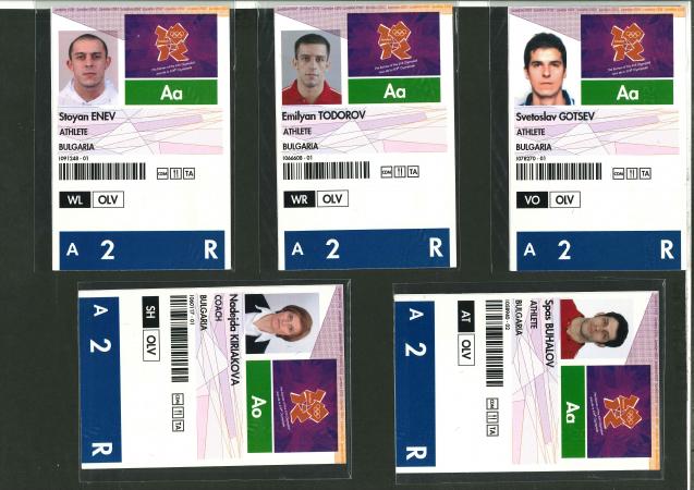 Stamp of Olympics » 2012 London 2012 London, group of 11 identity cards of Bulgarian athletes and coaches