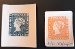Stamp of Mauritius » 1847 Post Office Issue (SG 1-2) Mauritius – 1847 “Post Office” 2d essays or proofs on cardboard paper in the correct shade and in the red that was used for the 1d value