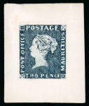 Stamp of Mauritius » 1847 Post Office Issue (SG 1-2) Mauritius – 1847 “Post Office” 2d essays or proofs on cardboard paper in the correct shade and in the red that was used for the 1d value