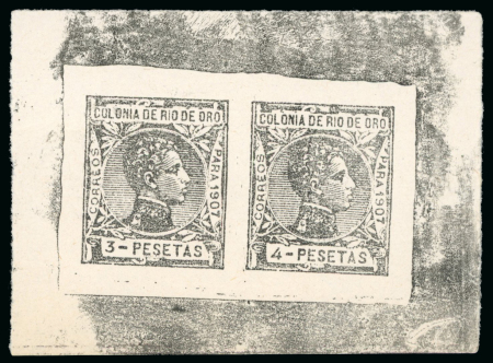 Stamp of Spanish Colonies » Rio de Oro Spanish Colonies, Río de Oro – 1907 4p in se-tenant pair with 3p
