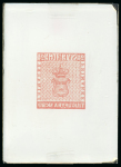 Stamp of Sweden Sweden – 1855, 3sk master negative with painted surround, 24sk with mirror image in black and a glass cliché in vermilion