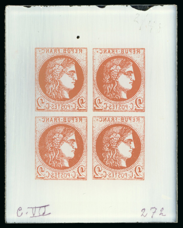 Stamp of Sperati France, Bordeaux issue - a small group of glass clichés