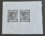 Stamp of Spanish Colonies » Rio de Oro Spanish Colonies, Río de Oro – 1907 4p in se-tenant pair with 3p, three trial proofs with impression in black on paper, one impression painted black around the area of design to concentrate the light, also an impression