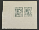 Stamp of Spanish Colonies » Rio de Oro Spanish Colonies, Río de Oro – 1907 4p in se-tenant pair with 3p, three trial proofs with impression in black on paper, one impression painted black around the area of design to concentrate the light, also an impression