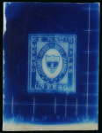 Stamp of Sperati Colombia – 1861, “Nueva Granada” 1p three glass support clichés