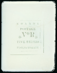Stamp of Sperati Uganda – 1896 5 rupees, six glass support clichés, two numbered “C/14”, Sperati made proofs of the 5r in black but no finished stamp reproductions have been found.