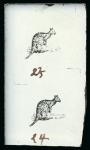 Stamp of Sperati Australia – 1913 “Kangaroo” £2, fourteen production elements for this iconic stamp