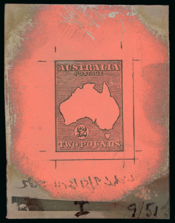 Stamp of Sperati Australia – 1913 “Kangaroo” £2, fourteen production elements for the Australian high value