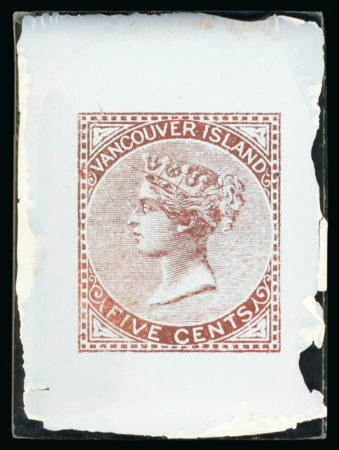 Stamp of Sperati Canada, Vancouver Island – 1865 5c a fine group of twelve items, comprising nine glass clichés