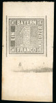 Stamp of German States » Bavaria German States, Bavaria – 1849 1kr group of twelve production items, including four glass support clichés