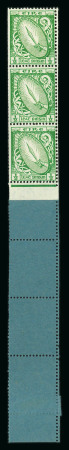 Stamp of Ireland » Definitives 1923 SE 1/2d green, coil ends, vertical coil end with three stamps and four empty spaces in blue