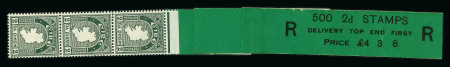 Stamp of Ireland » Definitives 1923 SE 2d green, vertical coil leader with three stamps, with green paper roll value £ 4.3.8