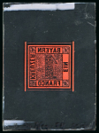 Stamp of German States » Bavaria German States, Bavaria – 1849 1kr group of nine production items, including four glass support clichés, including one in bright red with production notations at base, and two matching clichés in black and grey, two match