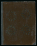 Stamp of German States » Bavaria German States, Bavaria – 1849 1kr group of nine production items, including four glass support clichés, including one in bright red with production notations at base, and two matching clichés in black and grey, two match