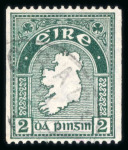 Stamp of Ireland » Definitives 1922 SE 2d blue-green, experimental coil, perf. 15