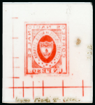Stamp of Sperati Colombia – 1861, “Nueva Granada” 1p six glass support clichés, showing a startling array of colours, from red and vermilion, to a radiant blue and black (with production notes about the Alpha celluloid and the Calor lamp
