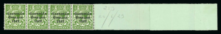 Stamp of Ireland » 1923 Harrison Coils Overprints (T62-65) 1/2d green, coil end, dated with manuscript 26.6.23