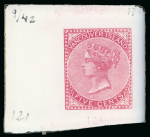 Stamp of Sperati Canada, Vancouver Island – 1865 5c, an exceptional group of twenty-two production items for the stamp and cancellations, comprising seven glass support clichés in a range of colours, black, gray, green, brown and two bla
