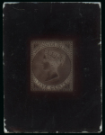 Stamp of Sperati Canada, Vancouver Island – 1865 5c, an exceptional group of twenty-two production items for the stamp and cancellations, comprising seven glass support clichés in a range of colours, black, gray, green, brown and two bla