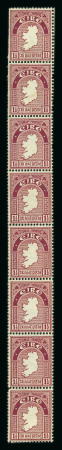 Stamp of Ireland » Definitives 1923 SE 1 1/2d claret, coil leader (L) (500), with eight stamps reconstructed vertically to purple paper