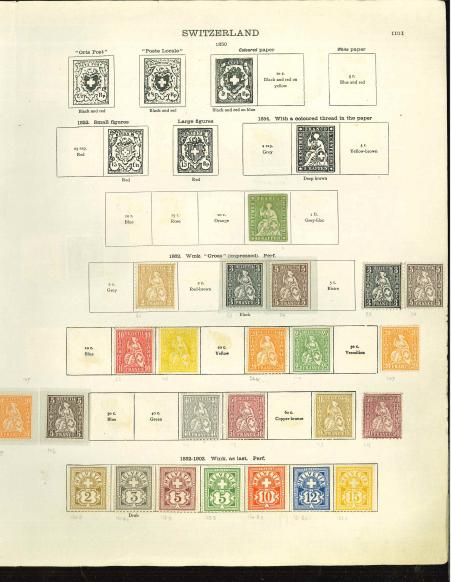 Stamp of Large Lots and Collections Switzerland: 1854-1936 with the 1854 imperf 40r green