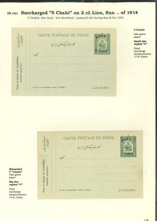 Stamp of Persia » Postal Stationery 1921 5ch on 2ch green (PC35) coat of arms postal cards, two unused postcards