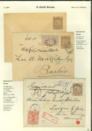 Stamp of Persia » Postal Stationery 1893 postal stationary 8ch brown (PE5) two pages with five envelopes