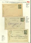 Stamp of Persia » Postal Stationery 1921 revalued coat of arms 2ch on 5ch on 2ch, page with three very fine cards