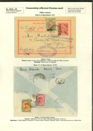 Stamp of Persia » Censored Mail 1915-16 two letters with Tifliz censorship