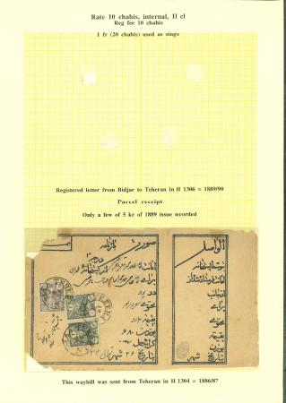 Stamp of Persia » 1876-1896 Nasr ed-Din Shah Issues A waybill sent from Teheran, bearing 1885-86 typographed issue pair 1kr slate and 5kr purple