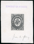 Stamp of Sperati Canada, Newfoundland – 1857 6d, trial proof in black on thick paper,