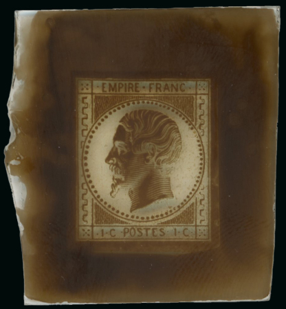 Stamp of Sperati France – Second Empire issue 1c, one negative glass support cliché in dark-brown,