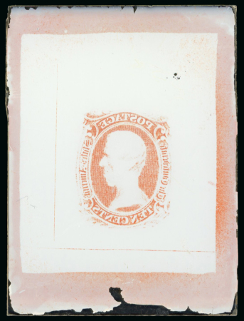 Stamp of Sperati United States, Confederate States – 1862 10c and, two glass clichés with reverse imagee in red and black (dated Sep 1951), and three glass clichés of the 1863 10c in black and vermilion, also one master cliché on cellulo