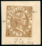 Stamp of Sperati Great Britain – 1880 2s Queen Victoria, group of three glass clichés of position KJ