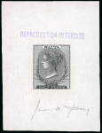Stamp of Sperati Malta – 1869 1/2d, proof on thick paper with purple “Reproduction Interdite”