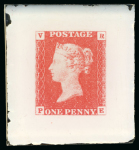 Stamp of Great Britain » 1840 1d Black V. R. Official Great Britain – 1840 Penny Black Official VR, one glass cliché in red and one in black, both lettered PE, with razor-sharp impression. The Penny Black VR official has not been mentioned in the literature on Sperati; this