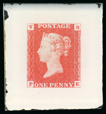 Stamp of Great Britain » 1840 1d Black V. R. Official Great Britain – 1840 Penny Black Official VR, one glass cliché in red and one in black, both lettered PE, with razor-sharp impression. The Penny Black VR official has not been mentioned in the literature on Sperati; this