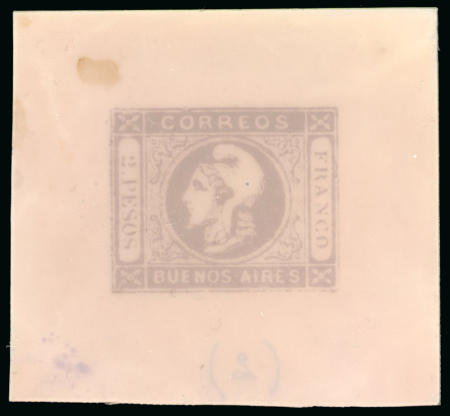 Stamp of Argentina » Buenos Aires Argentina, Buenos Aires – 1859 Liberty Head 4r one glass cliché in black