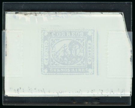 Stamp of Argentina » Buenos Aires Argentina, Buenos Aires – 1858 “Barquitos” 4p one glass cliché  in black