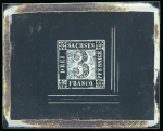 Stamp of German States » Saxony German States, Saxony – 1850 3pf, group of two beautiful glass support clichés