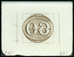 Stamp of Brazil Brazil – 1843 “Bull`s Eyes” a remarkable group of two glass clichés