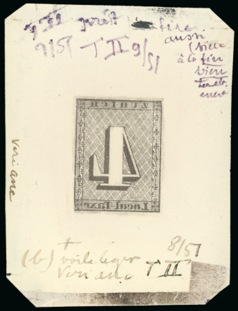 Stamp of Switzerland / Schweiz Switzerland, Canton Zurich – 1843 4r and 6r, group of six items, incl. 4r master cliché