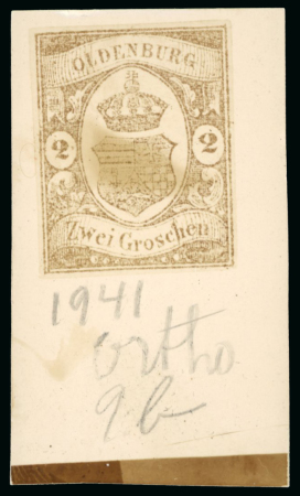 Stamp of Sperati German States, Oldenburg – 1861, 2gr one negative master cliché dated July 1941