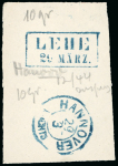 Stamp of German States » Hannover German States, Hannover – 1860 10gr, two glass support clichés of extraordinary beauty