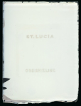 Stamp of Sperati St Lucia – 1885 1s, three glass support clichés, 13 items